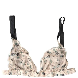 Beige Floral Underwear Bikini Bra