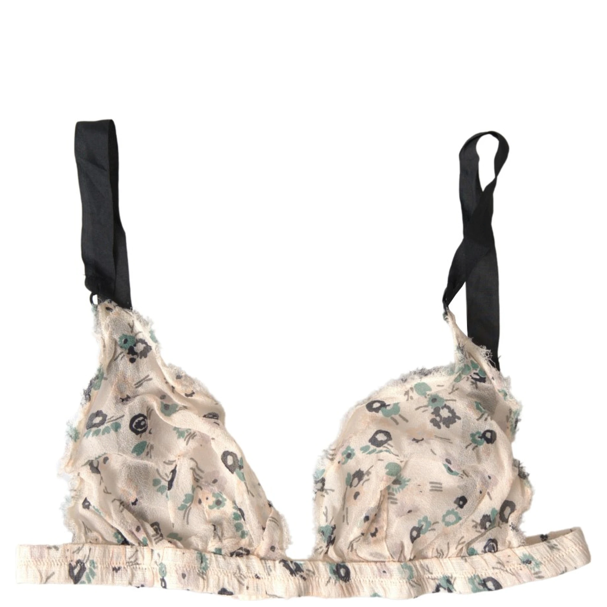 Beige Floral Underwear Bikini Bra