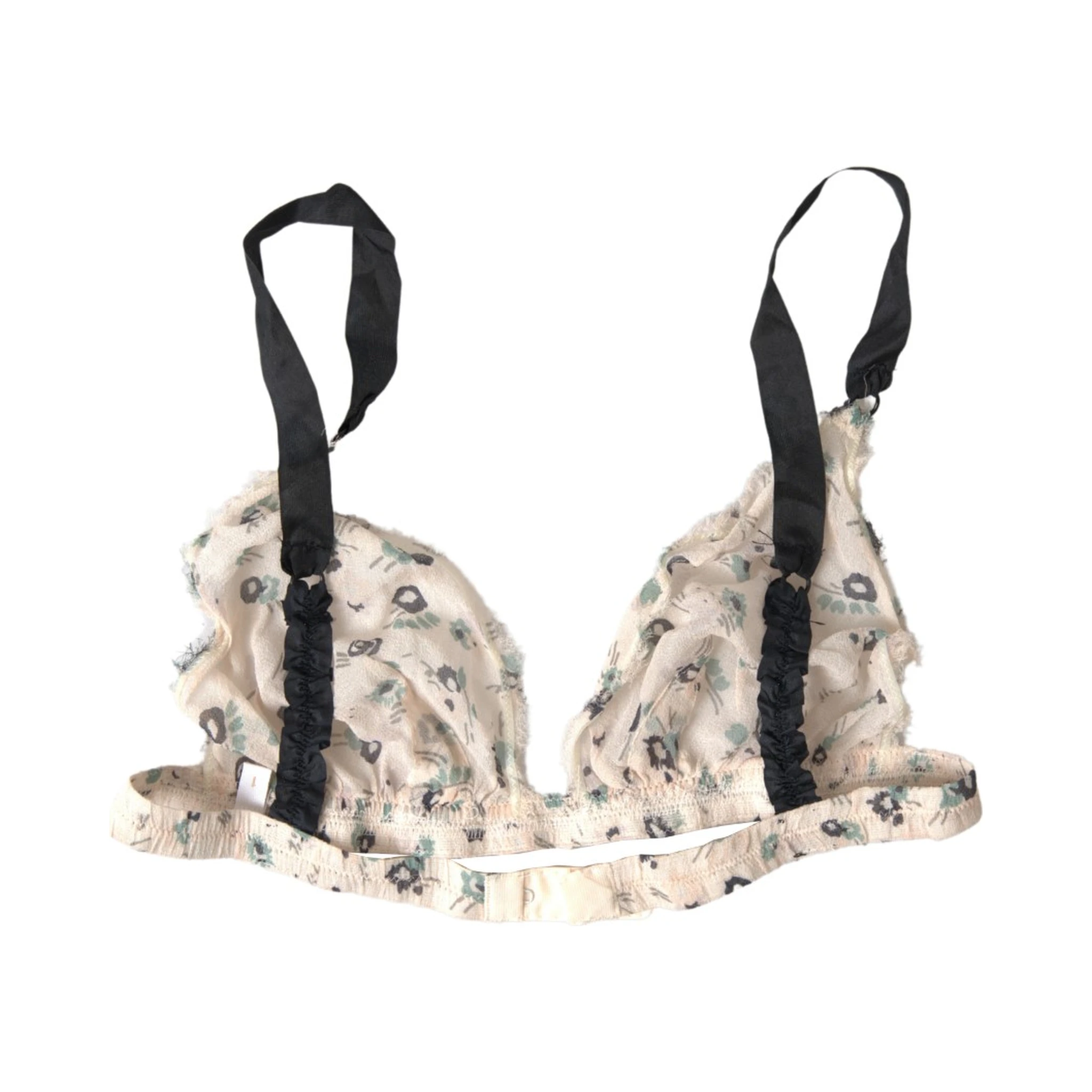 Beige Floral Underwear Bikini Bra