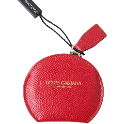 Red Calfskin Leather Hand Mirror Holder