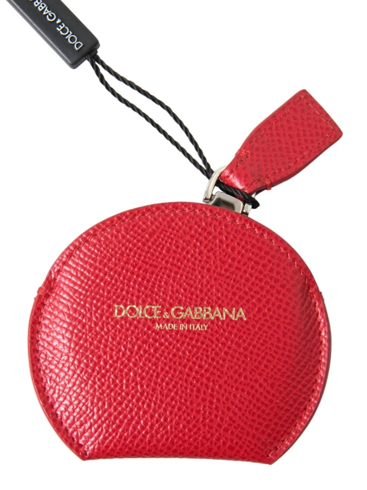 Red Calfskin Leather Hand Mirror Holder