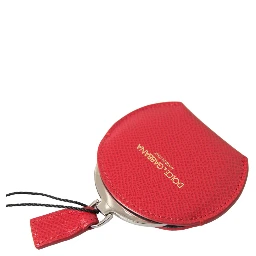 Red Calfskin Leather Hand Mirror Holder