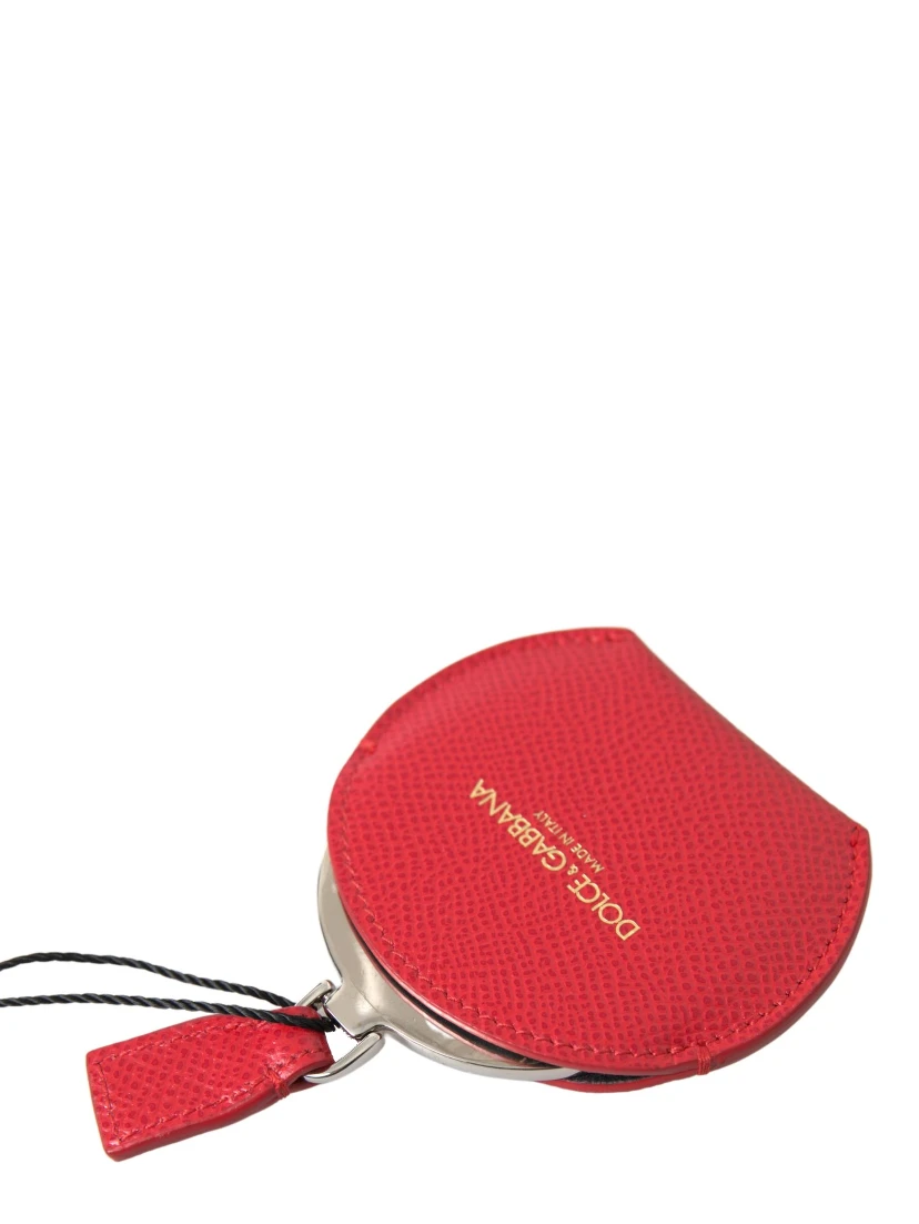 Red Calfskin Leather Hand Mirror Holder