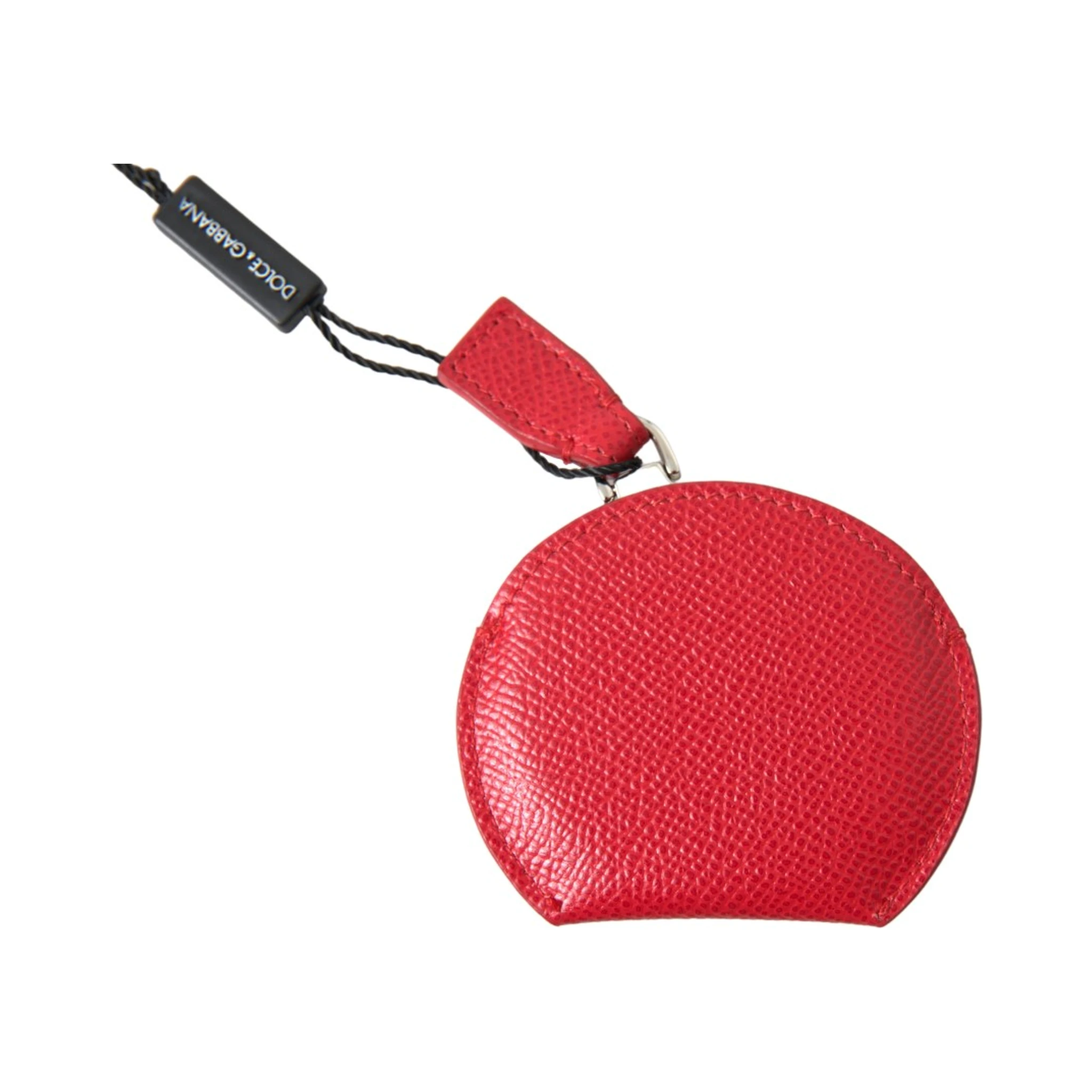 Red Calfskin Leather Hand Mirror Holder