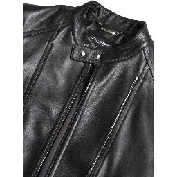 Black Leather Zipper Coat Men Jacket