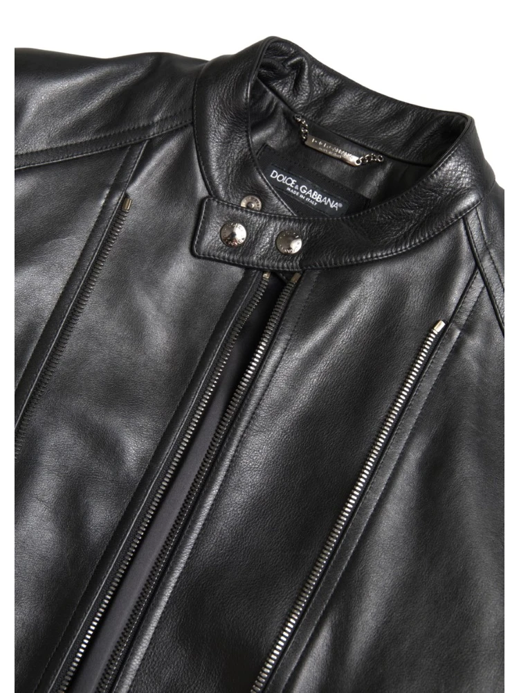 Black Leather Zipper Coat Men Jacket alternative