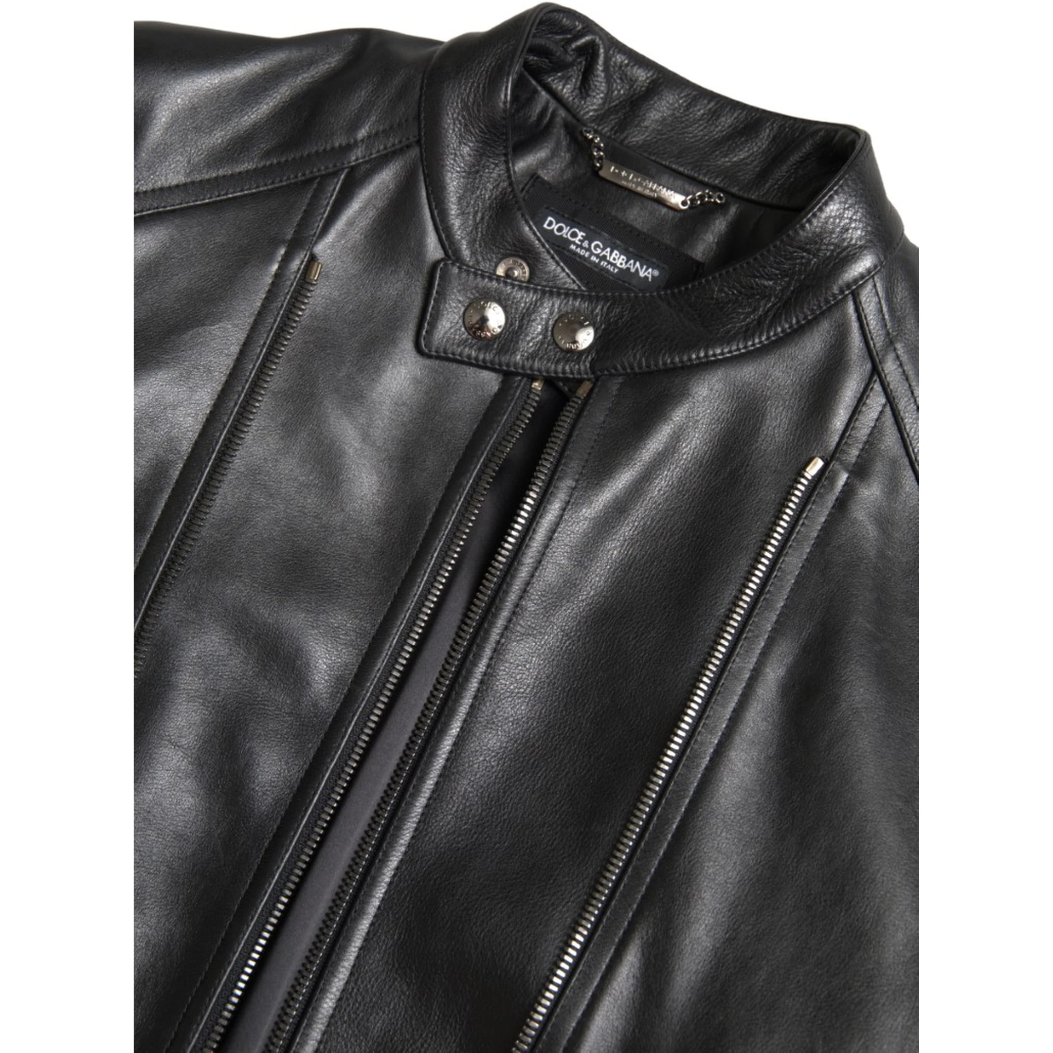 Black Leather Zipper Coat Men Jacket