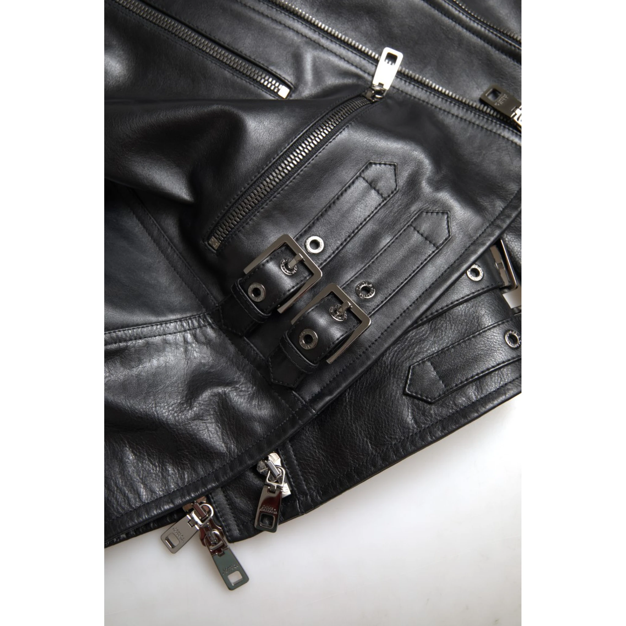 Black Leather Zipper Coat Men Jacket