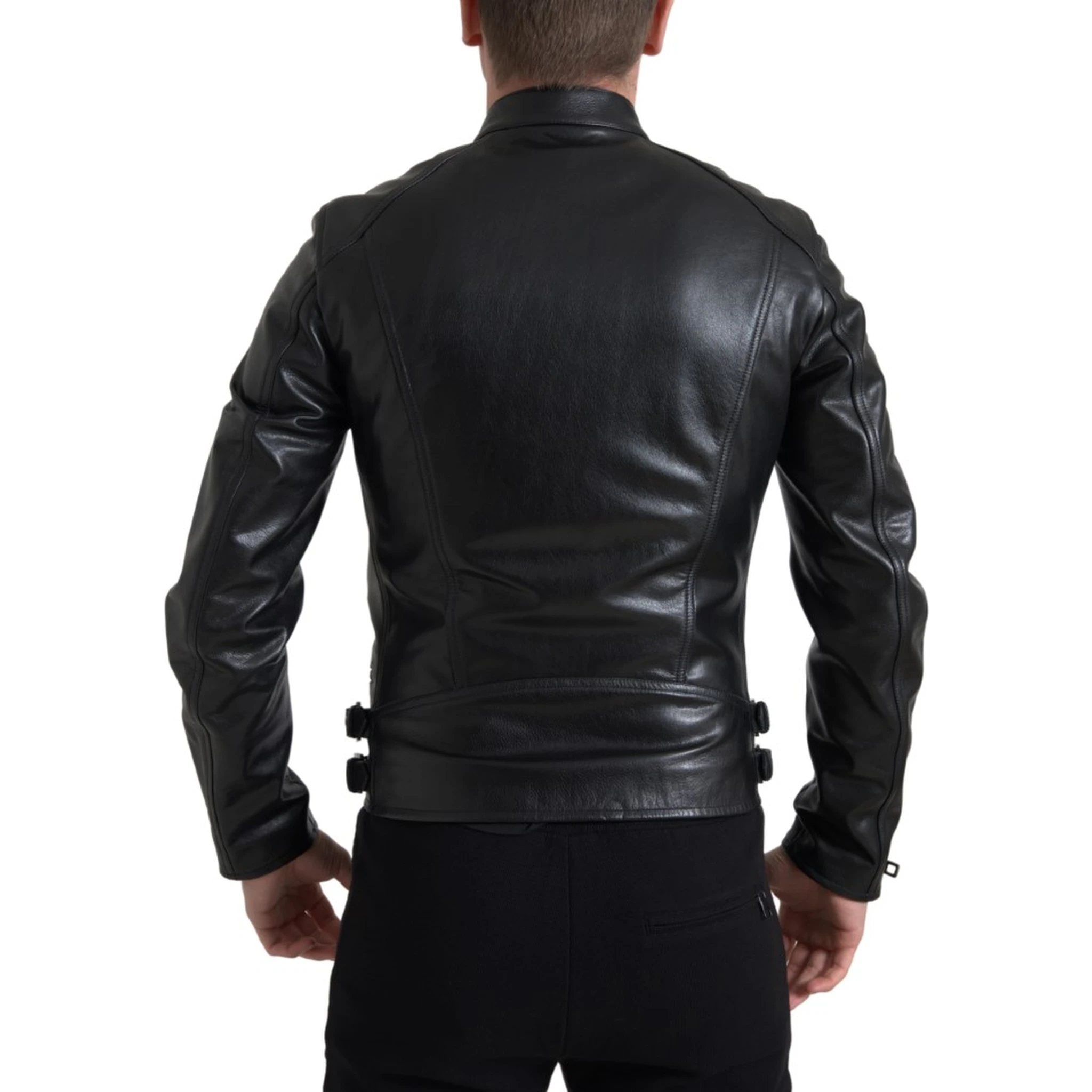 Black Leather Zipper Coat Men Jacket