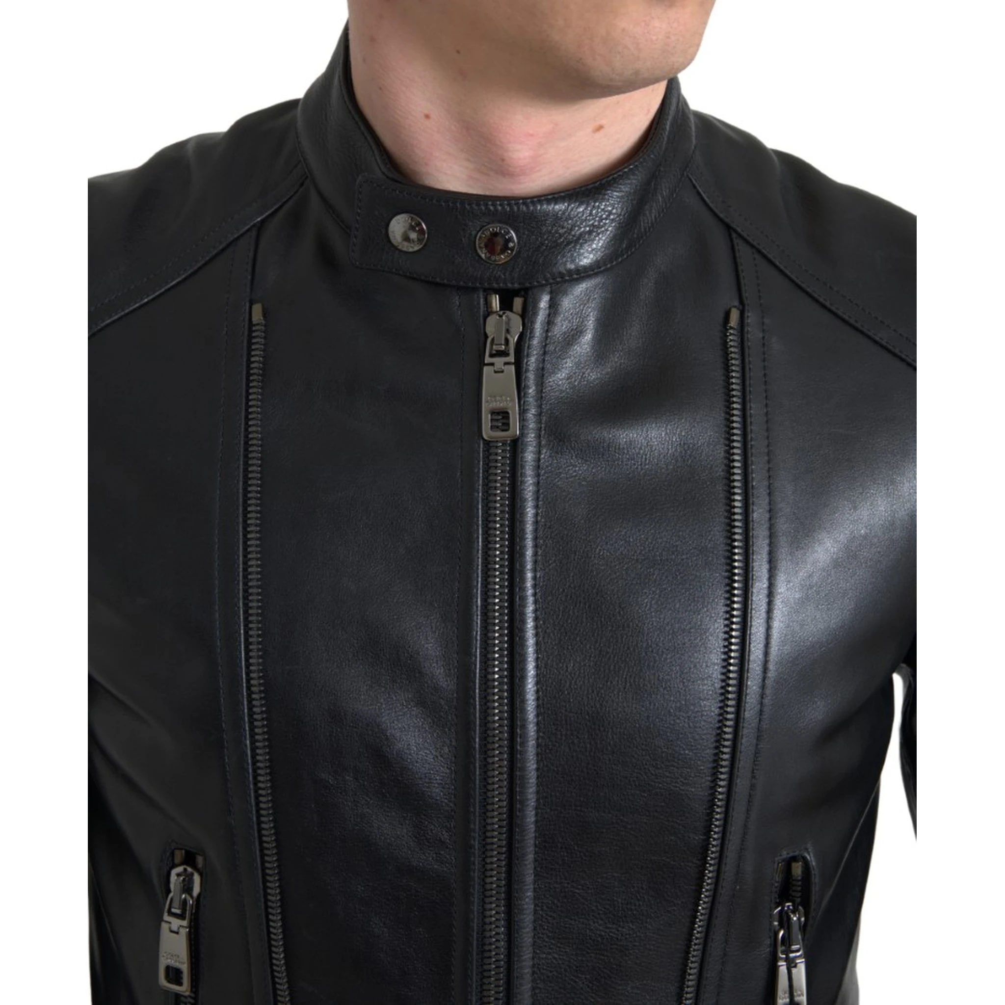 Black Leather Zipper Coat Men Jacket
