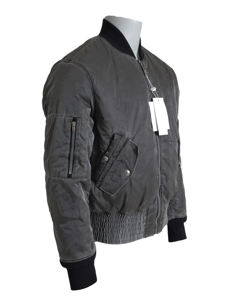 Gray Bomber Zipper Pocket Sleeves Jacket alternative