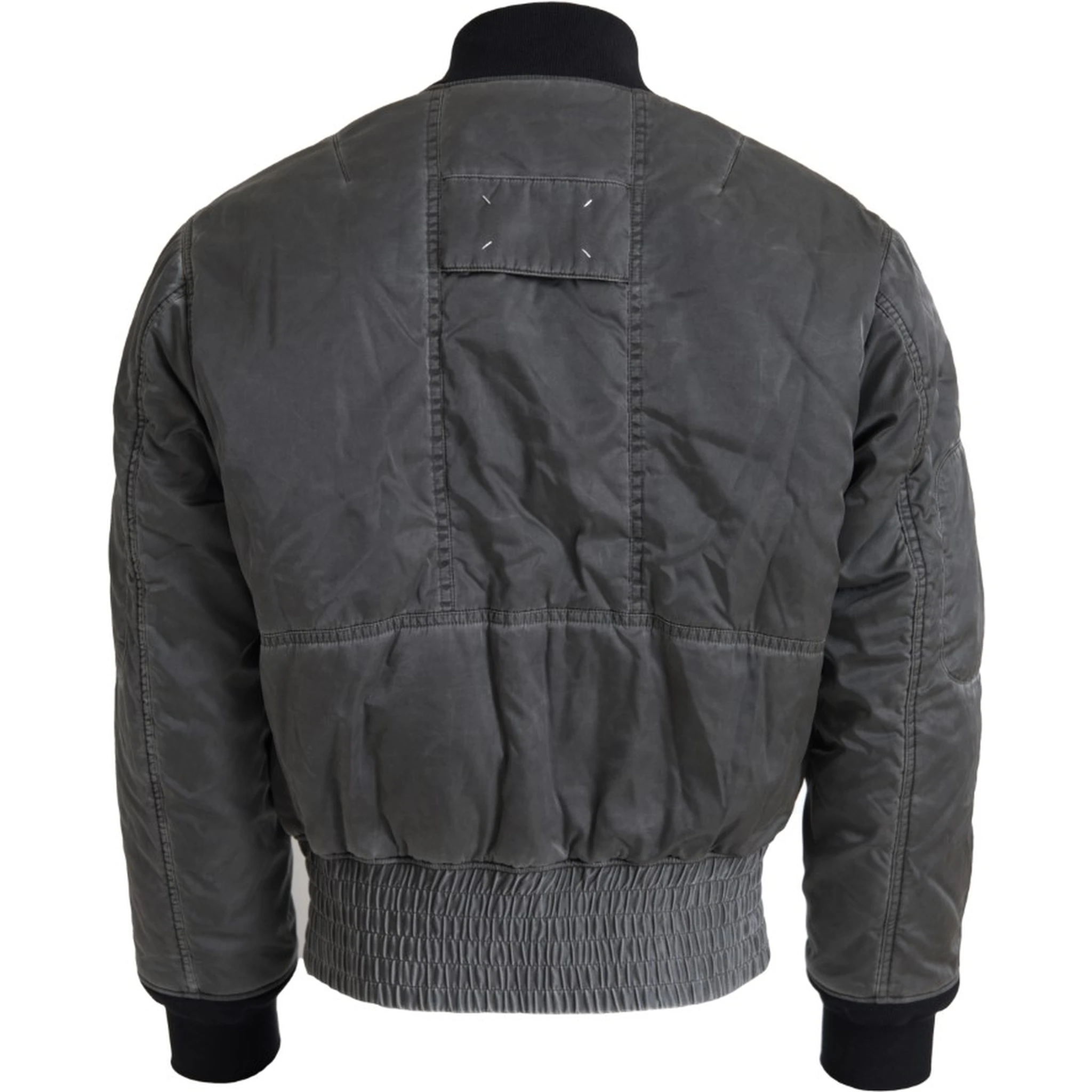 Gray Bomber Zipper Pocket Sleeves Jacket