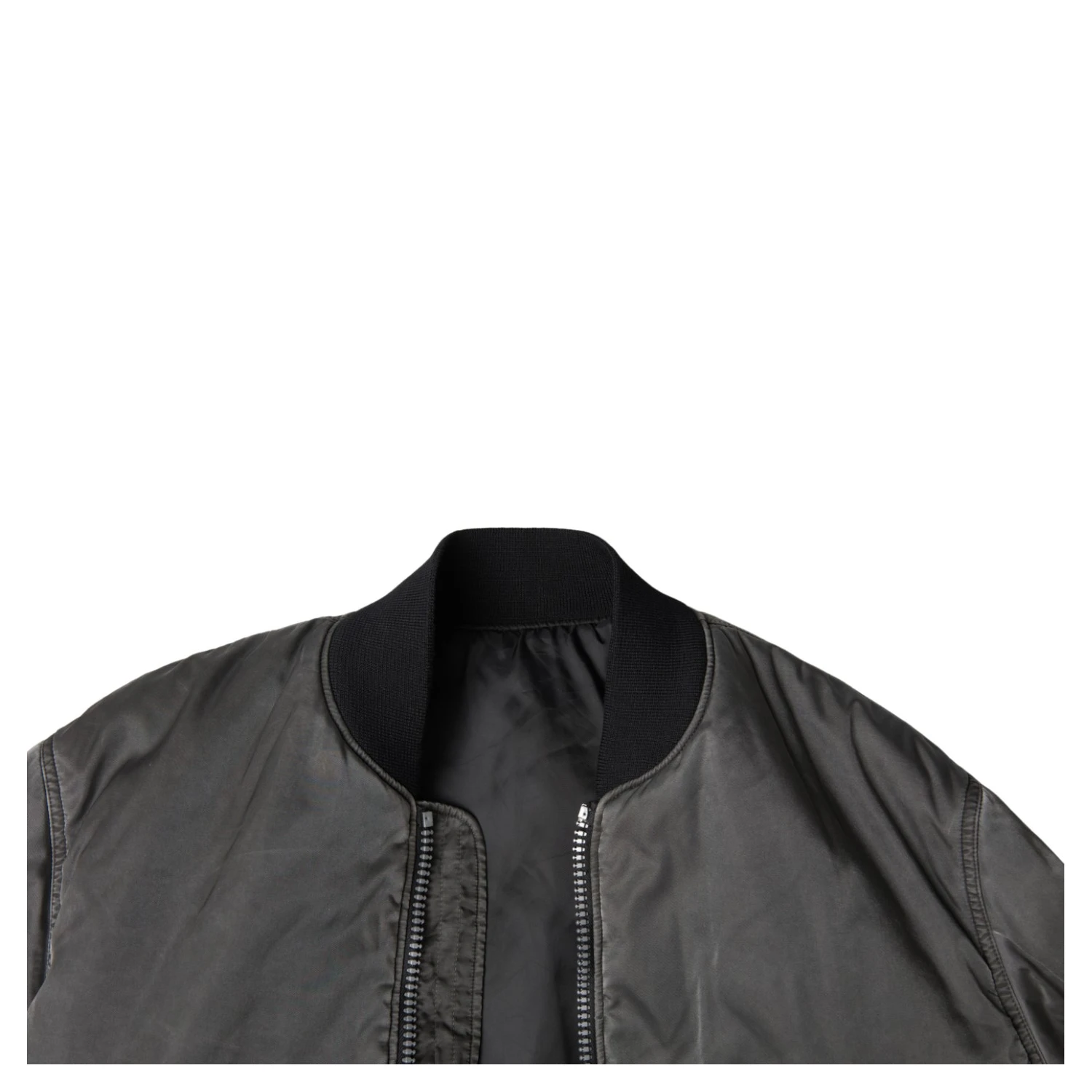 Gray Bomber Zipper Pocket Sleeves Jacket