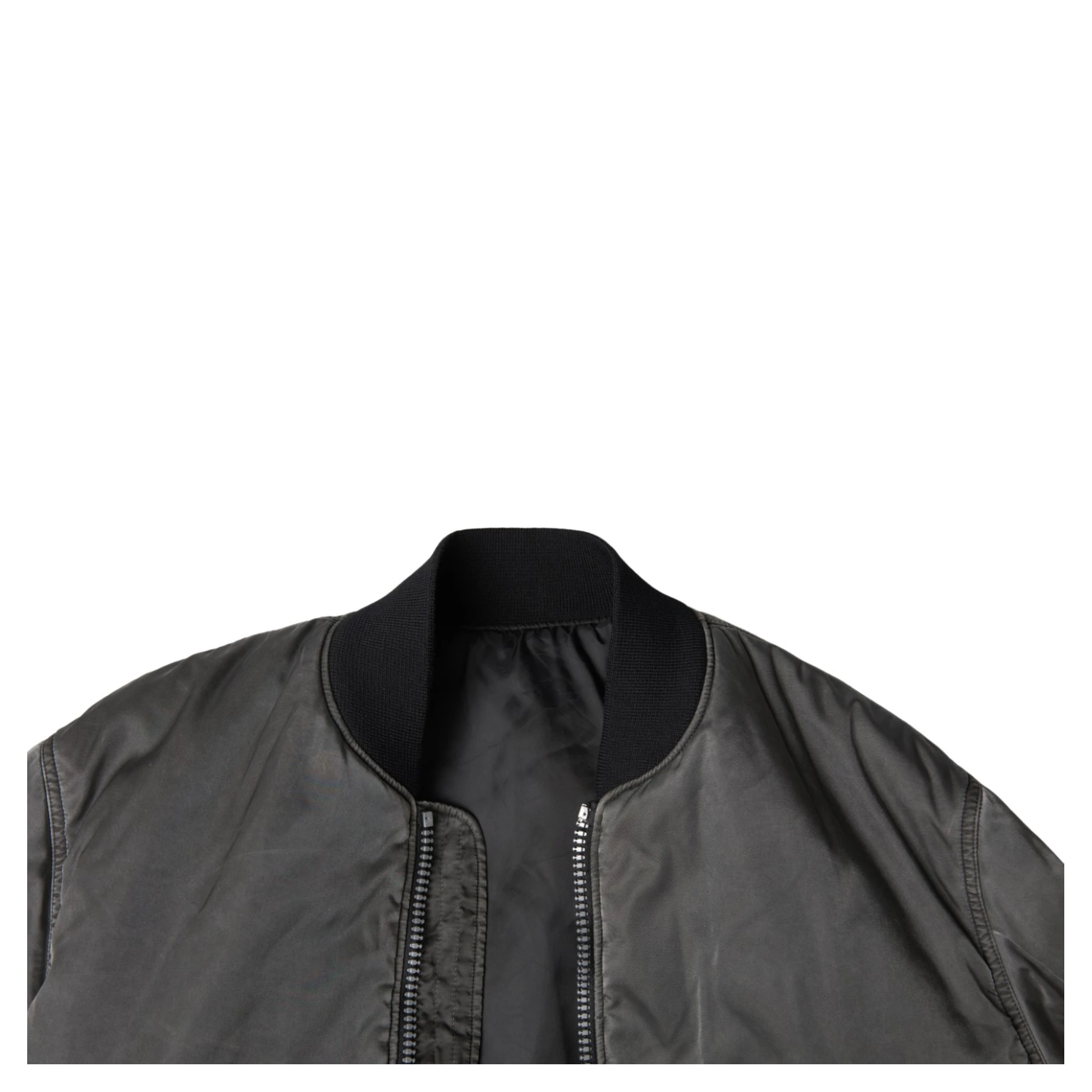 Gray Bomber Zipper Pocket Sleeves Jacket