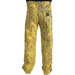 Yellow Cotton Tie Dye Straight Denim Jeans