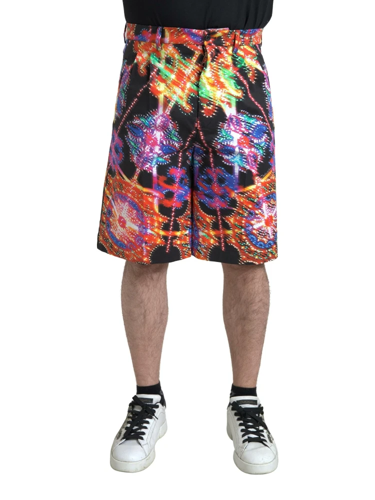 Multicolor Printed Cotton Men Bermuda Shorts