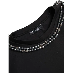 Black Necklace Embellished Polyester T-shirt
