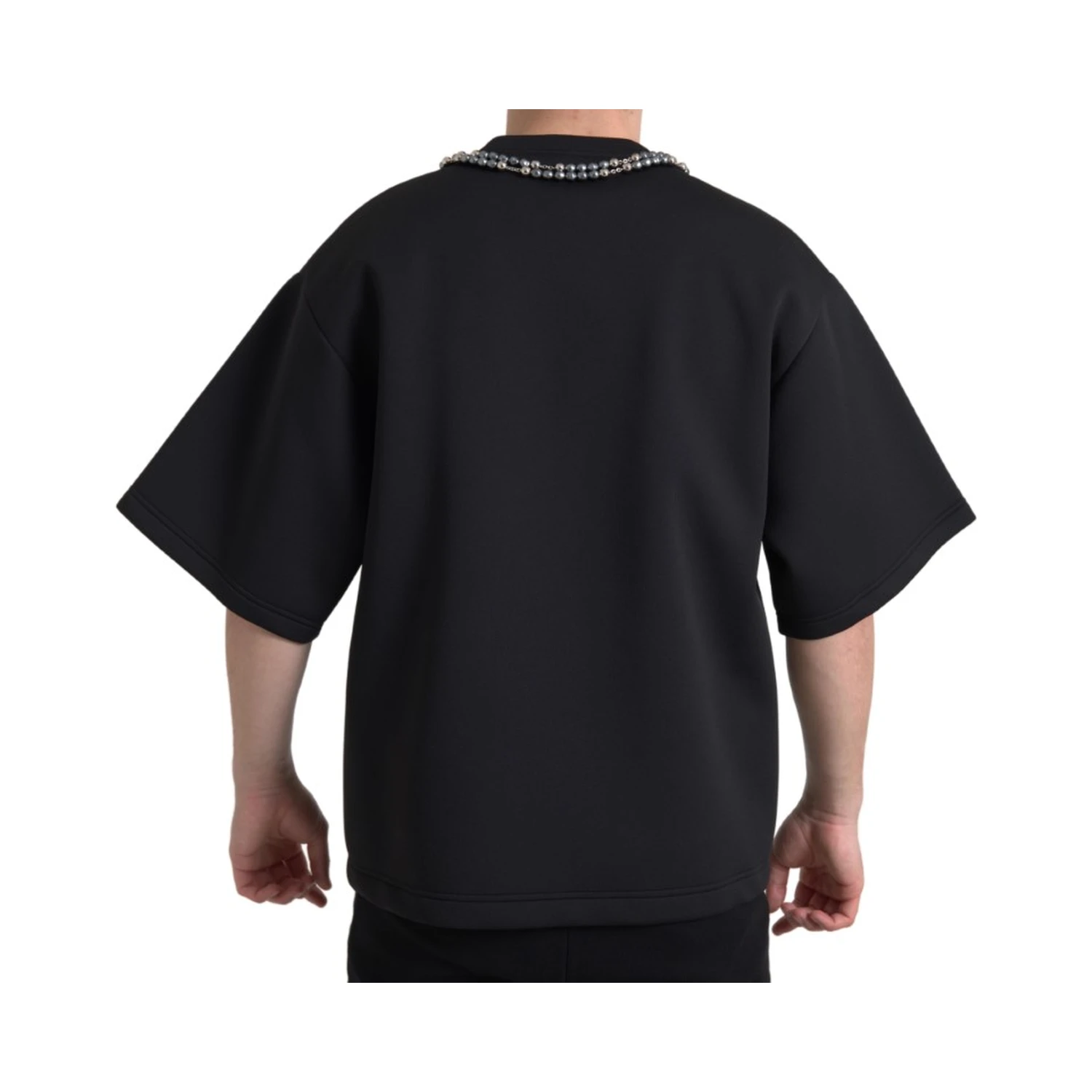 Black Necklace Embellished Polyester T-shirt