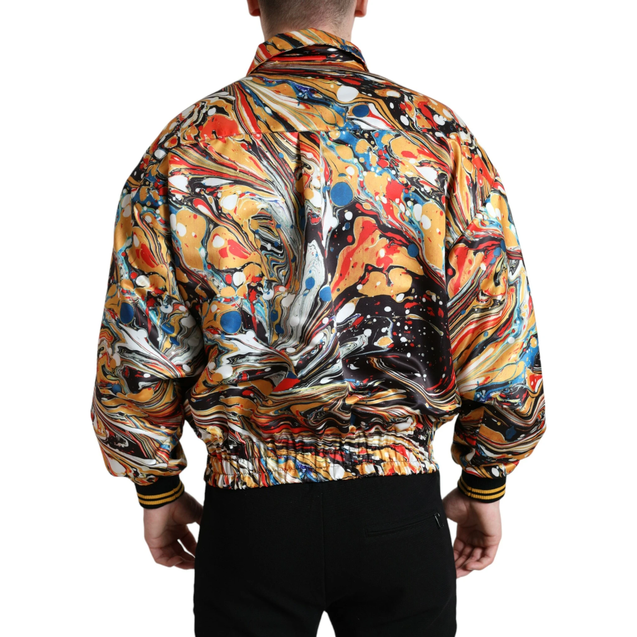 Multicolor Abstract Polyester Bomber Jacket