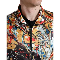 Multicolor Abstract Polyester Bomber Jacket