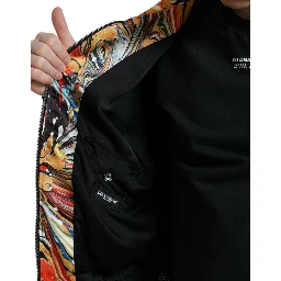Multicolor Abstract Polyester Bomber Jacket