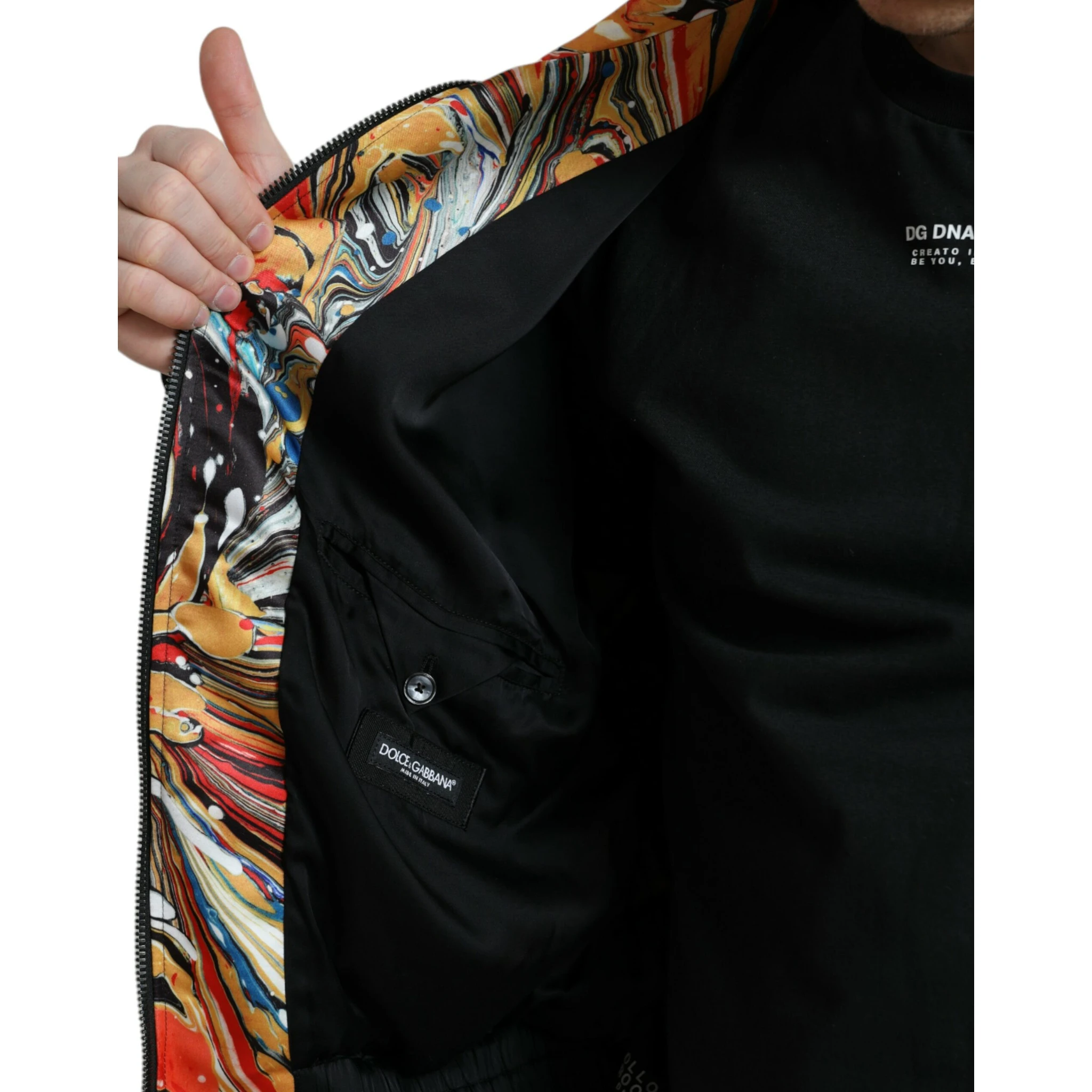 Multicolor Abstract Polyester Bomber Jacket