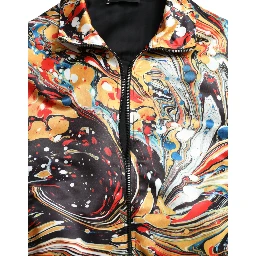 Multicolor Abstract Polyester Bomber Jacket