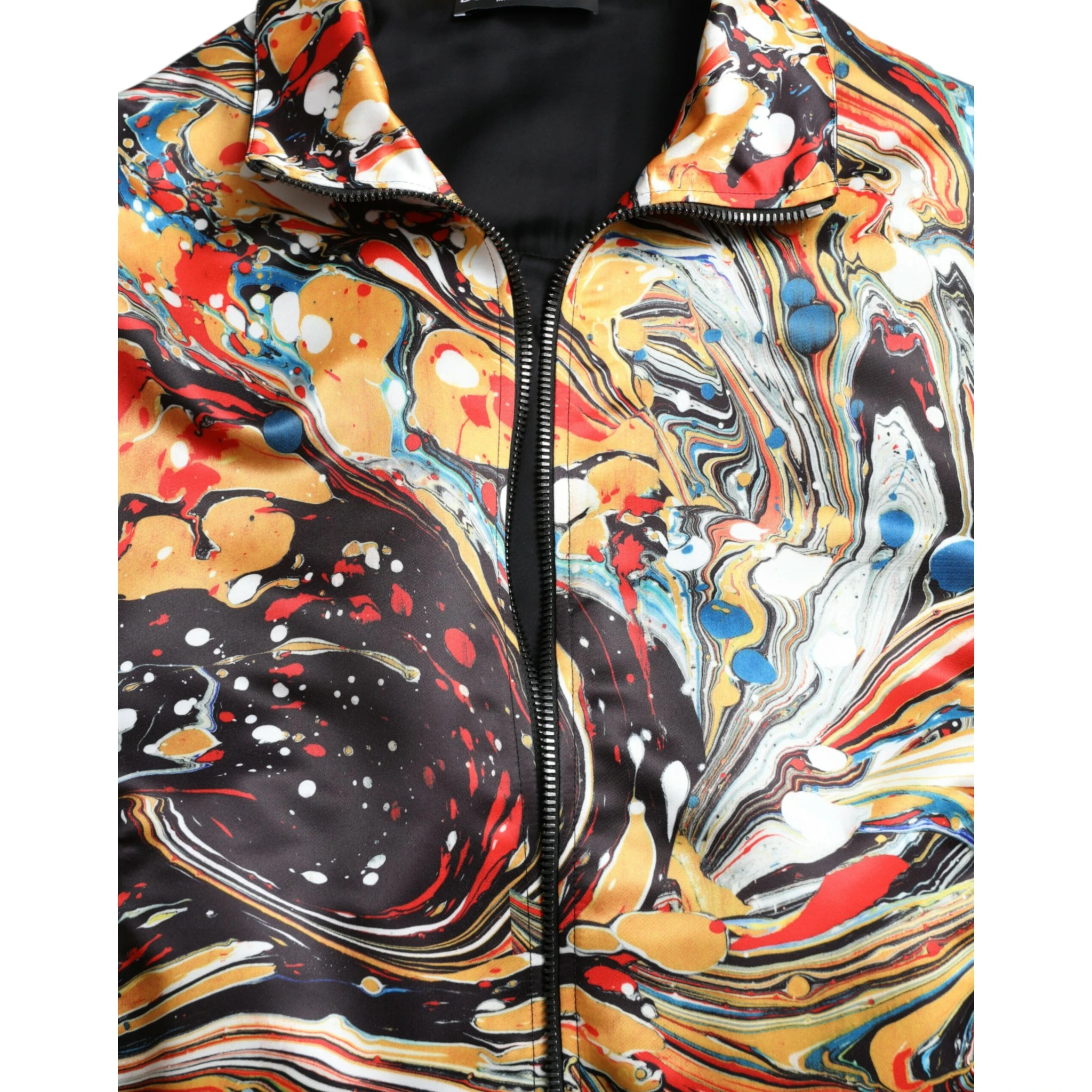Multicolor Abstract Polyester Bomber Jacket