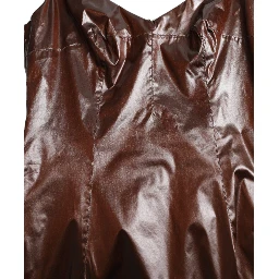 Brown Shiny Silk Sheath Sleeveless Bodycon Midi Dress