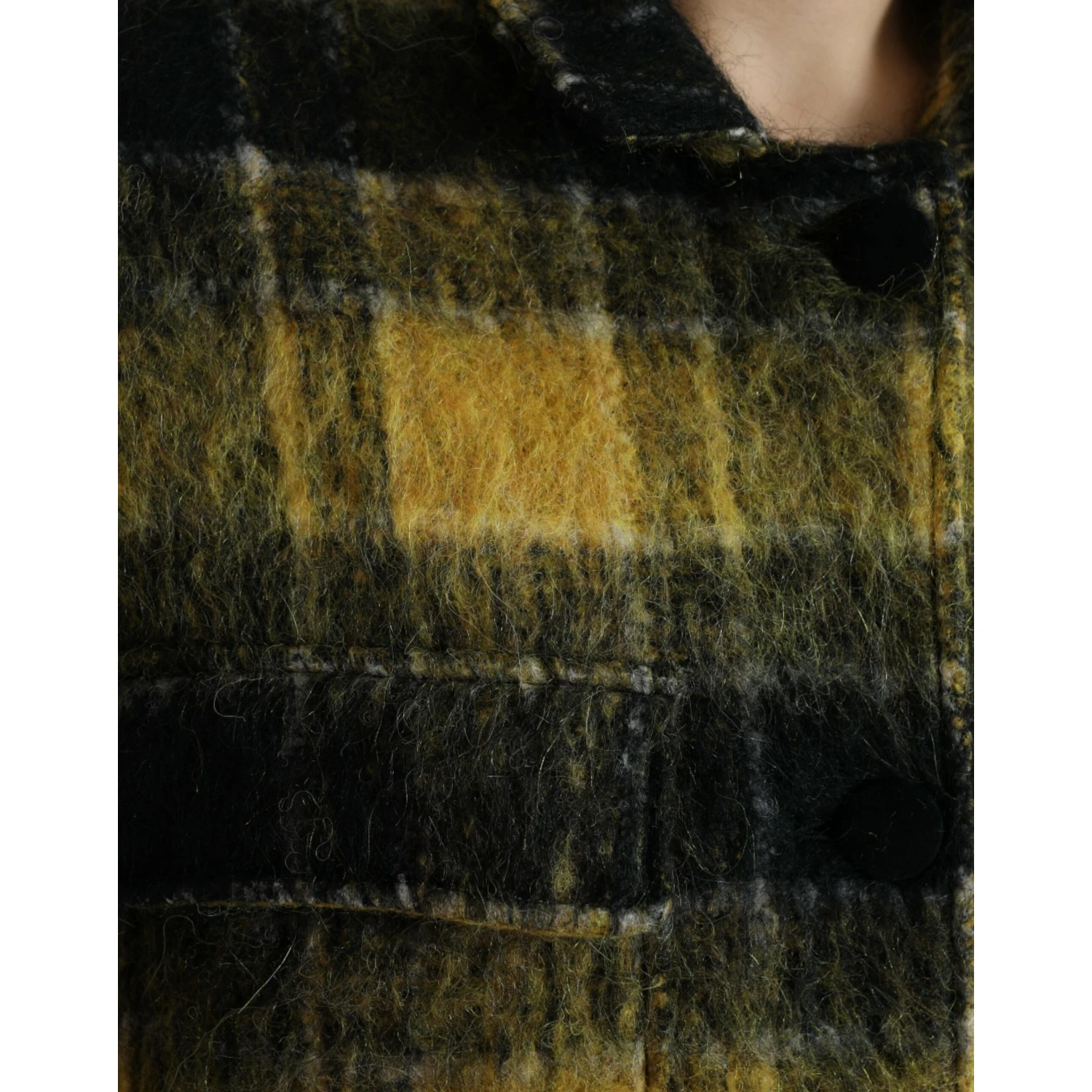 Yellow Plaid Long Sleeve Casual Coat Jacket