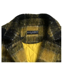 Yellow Plaid Long Sleeve Casual Coat Jacket