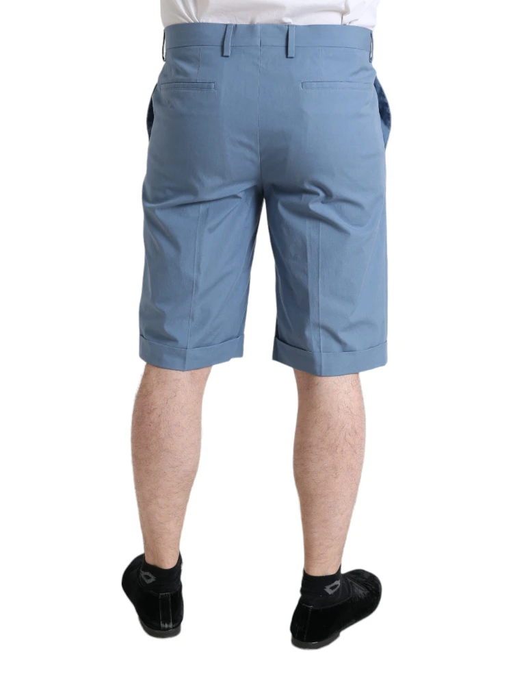 Sky Blue Cotton Folded Hem Men Bermuda Shorts alternative