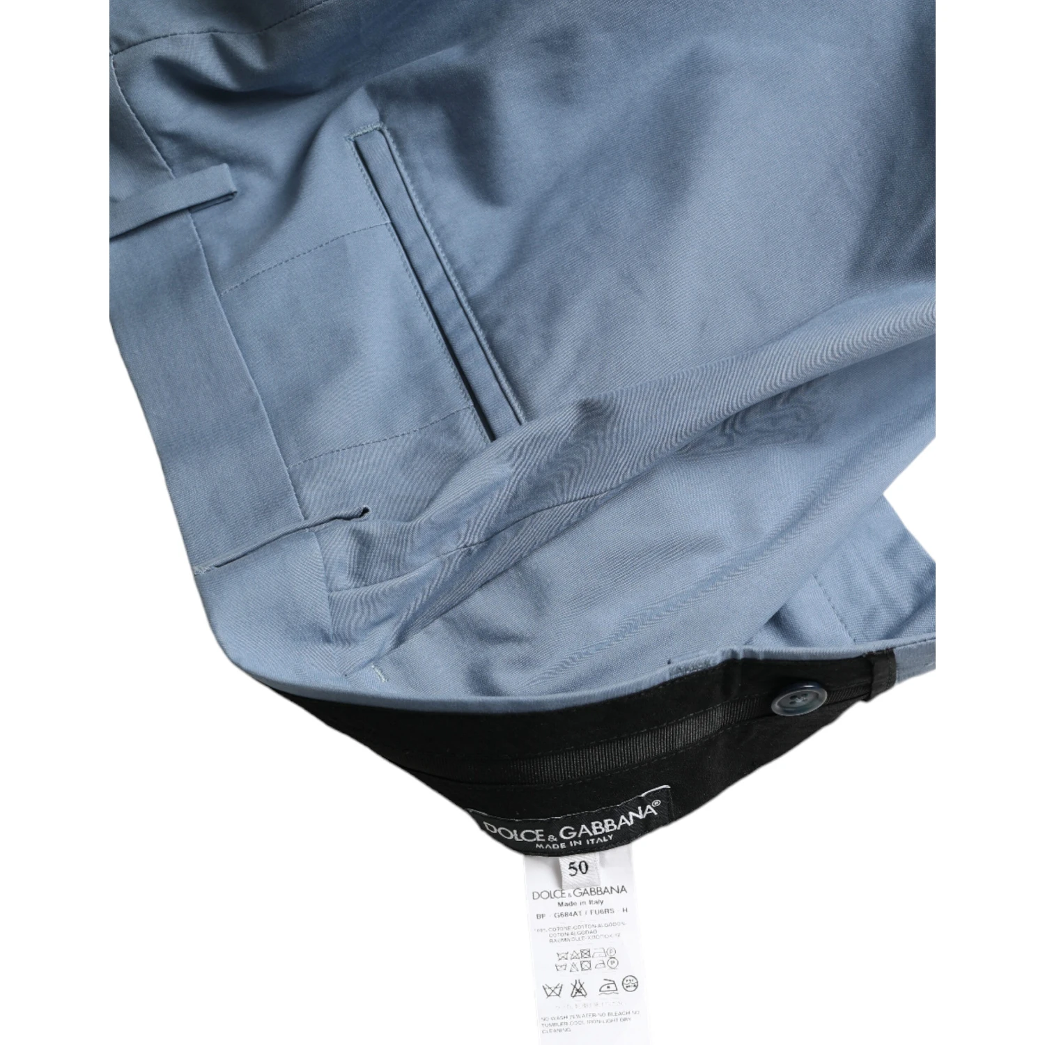 Sky Blue Cotton Folded Hem Men Bermuda Shorts