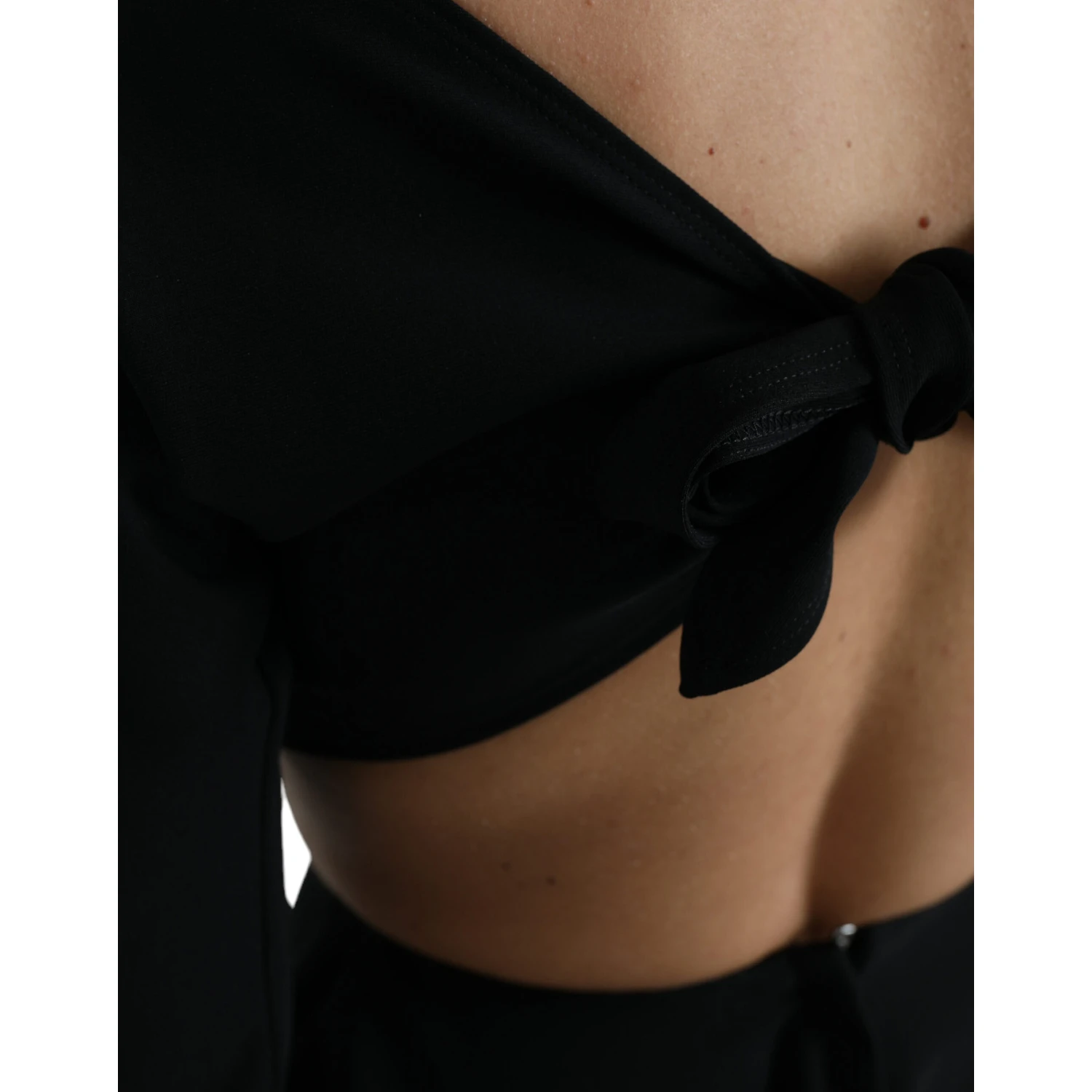Black Viscose Cut Out A-line Long Sleeves Mini Dress