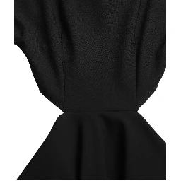 Black Viscose Cut Out A-line Long Sleeves Mini Dress