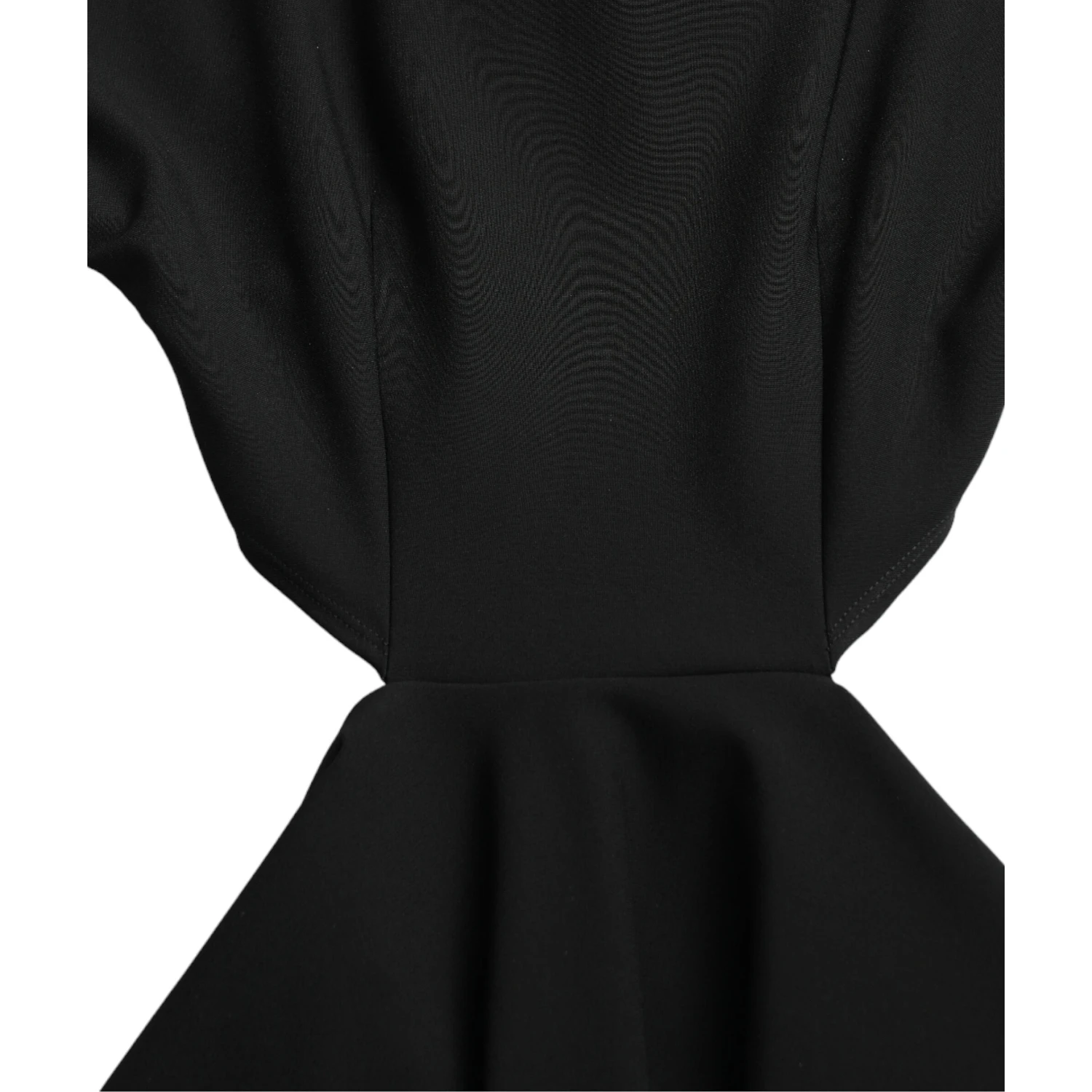 Black Viscose Cut Out A-line Long Sleeves Mini Dress