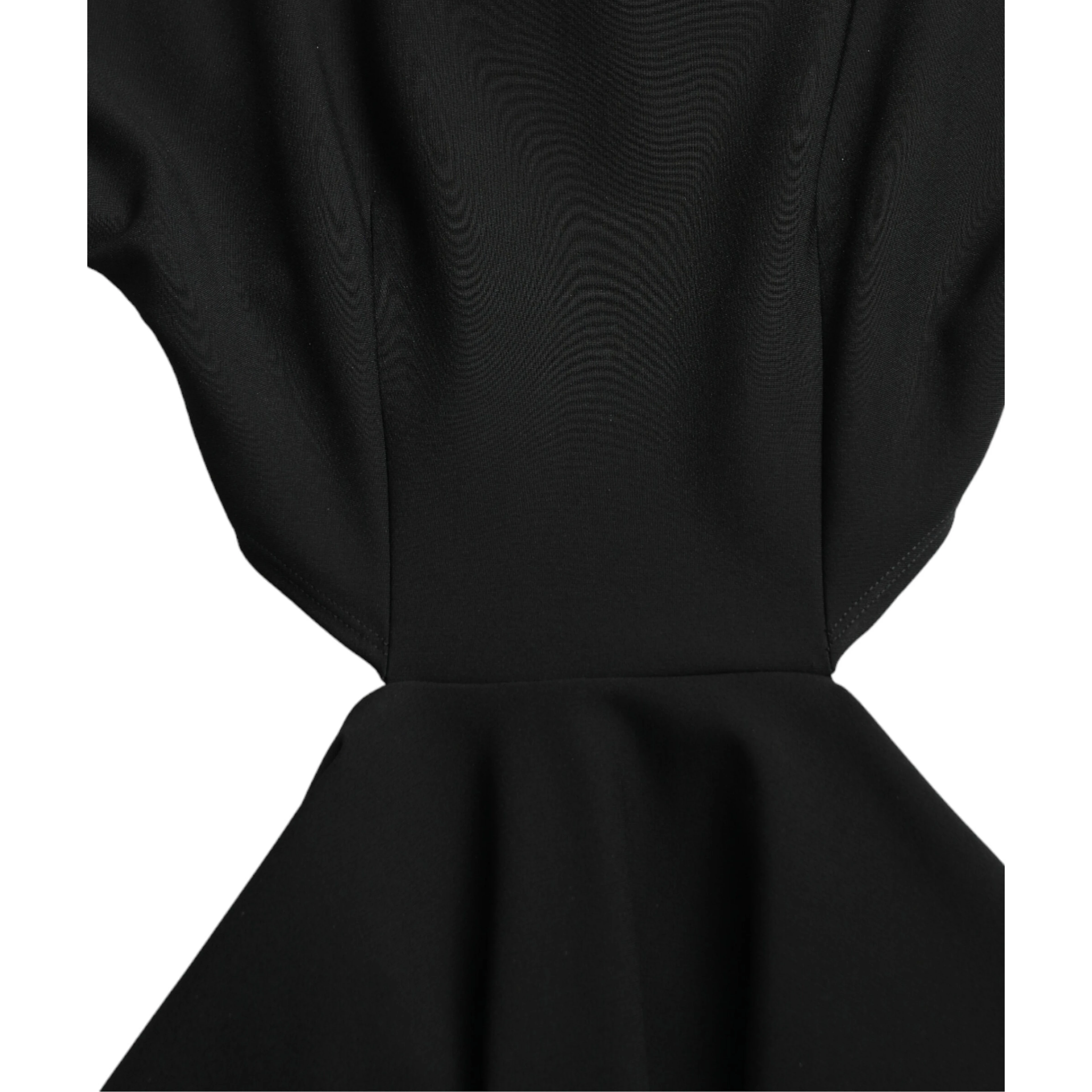 Black Viscose Cut Out A-line Long Sleeves Mini Dress