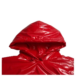 Shiny Red Hooded Cropped Short Coat Jacket