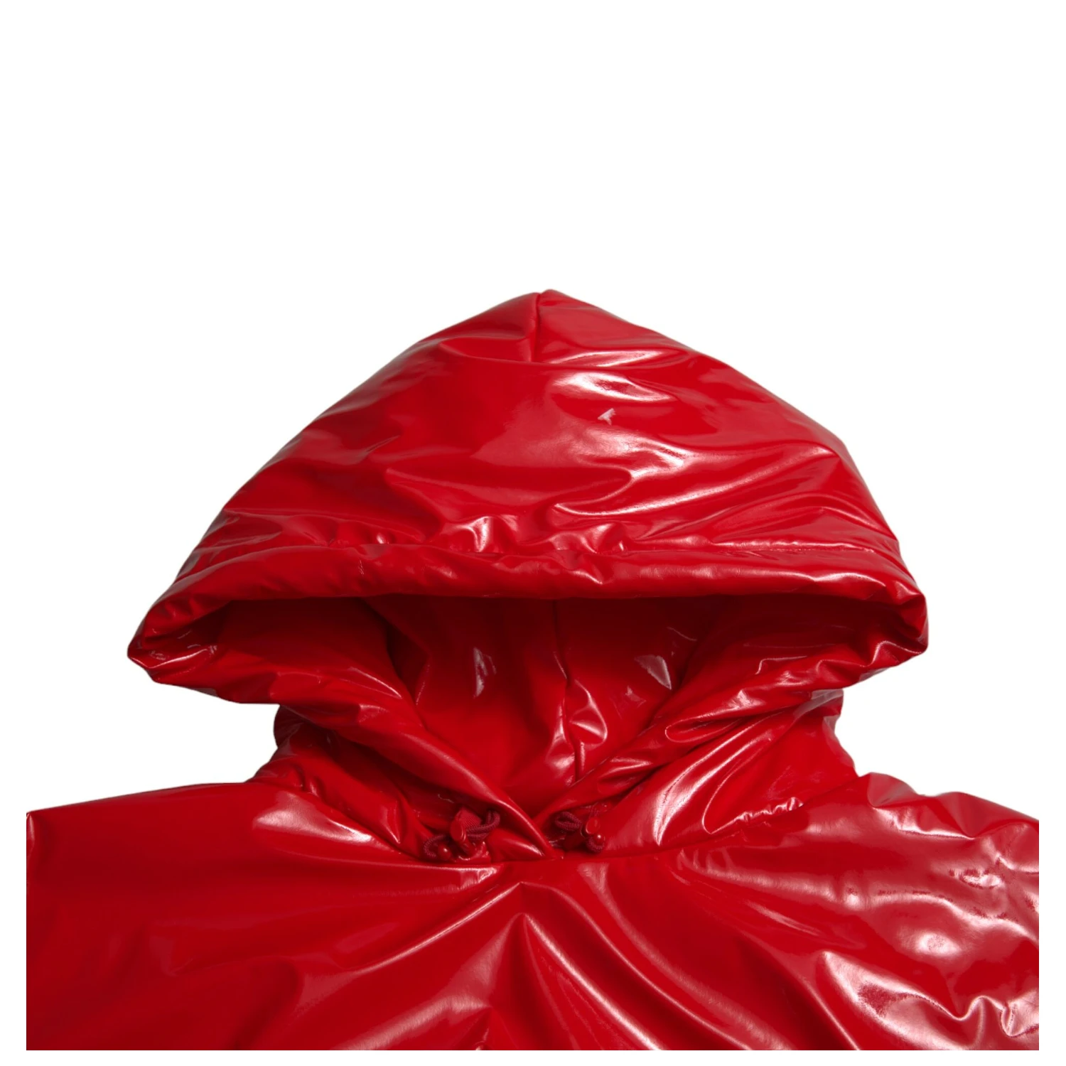 Shiny Red Hooded Cropped Short Coat Jacket