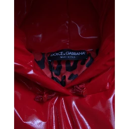 Shiny Red Hooded Cropped Short Coat Jacket