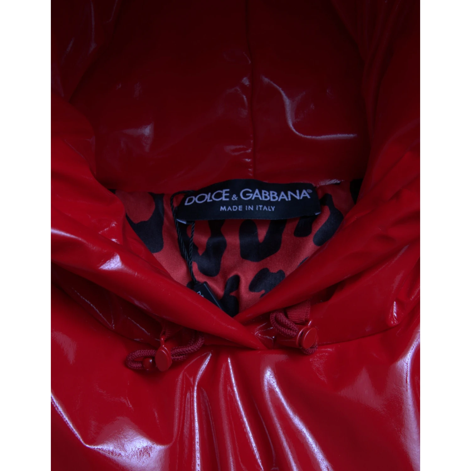 Shiny Red Hooded Cropped Short Coat Jacket