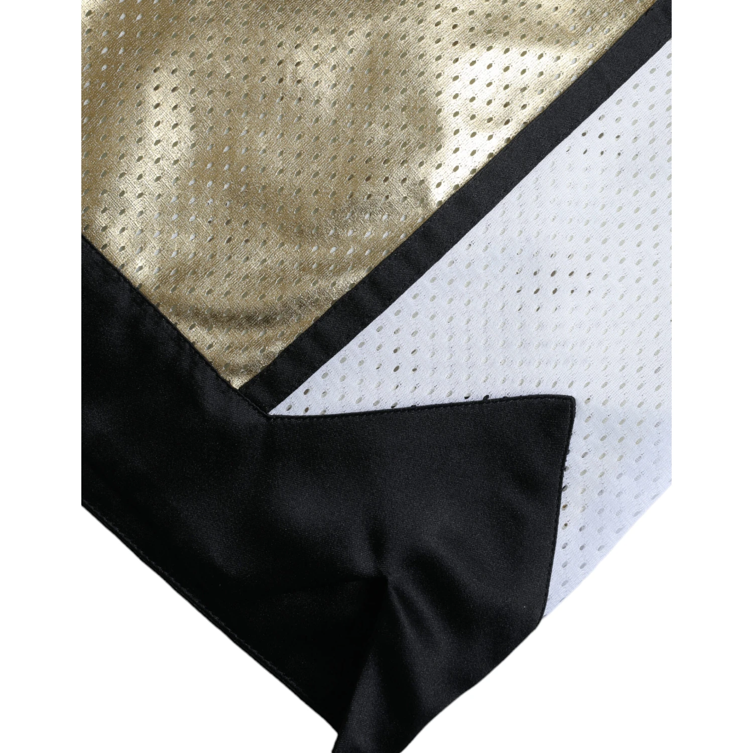 Gold Polyester Perforated High Waist Shorts