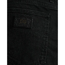 Black Cotton Stretch Bermuda Denim Shorts