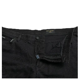 Black Cotton Stretch Bermuda Denim Shorts