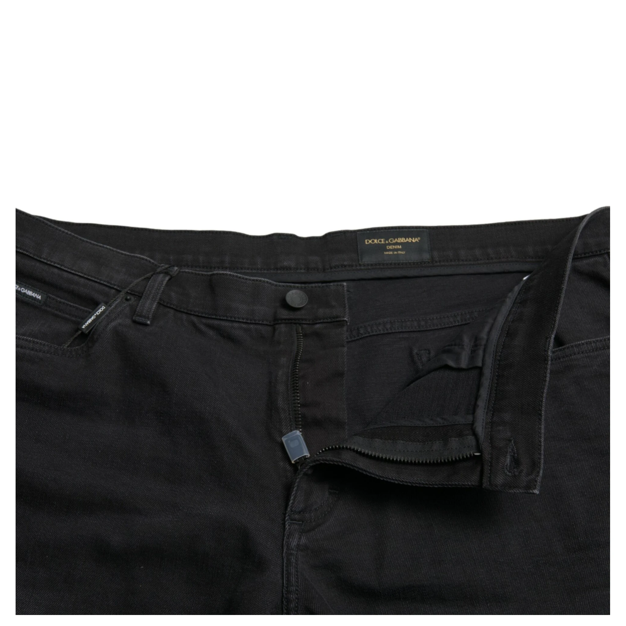 Black Cotton Stretch Bermuda Denim Shorts