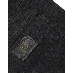Black Cotton Stretch Bermuda Denim Shorts