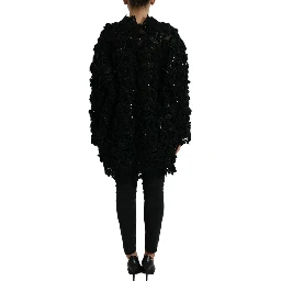 Black Sequined Embellished Pullover Sweater
