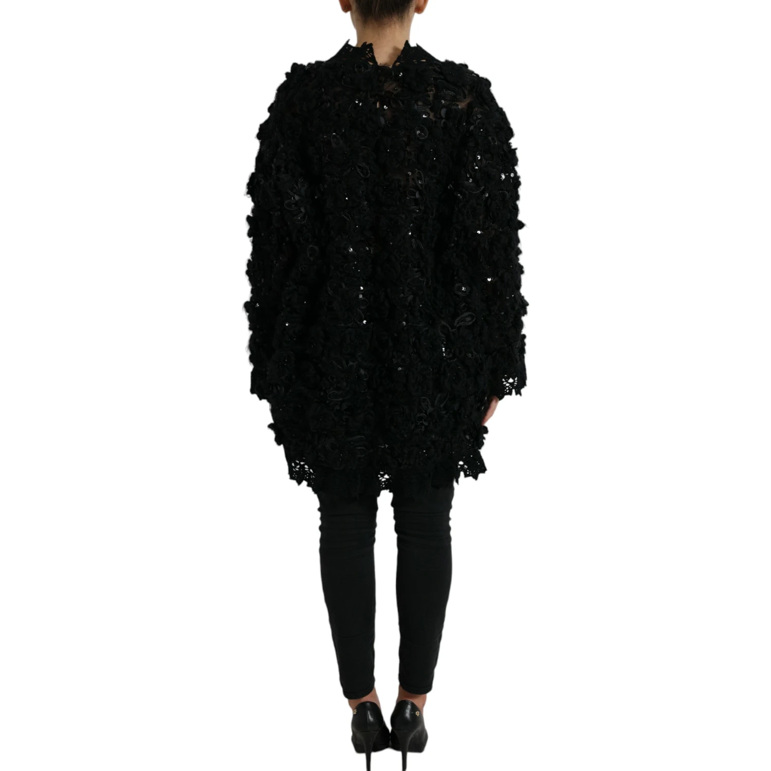 Black Sequined Embellished Pullover Sweater