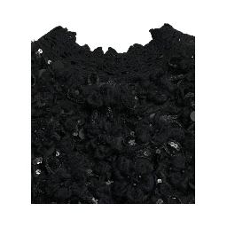 Black Sequined Embellished Pullover Sweater