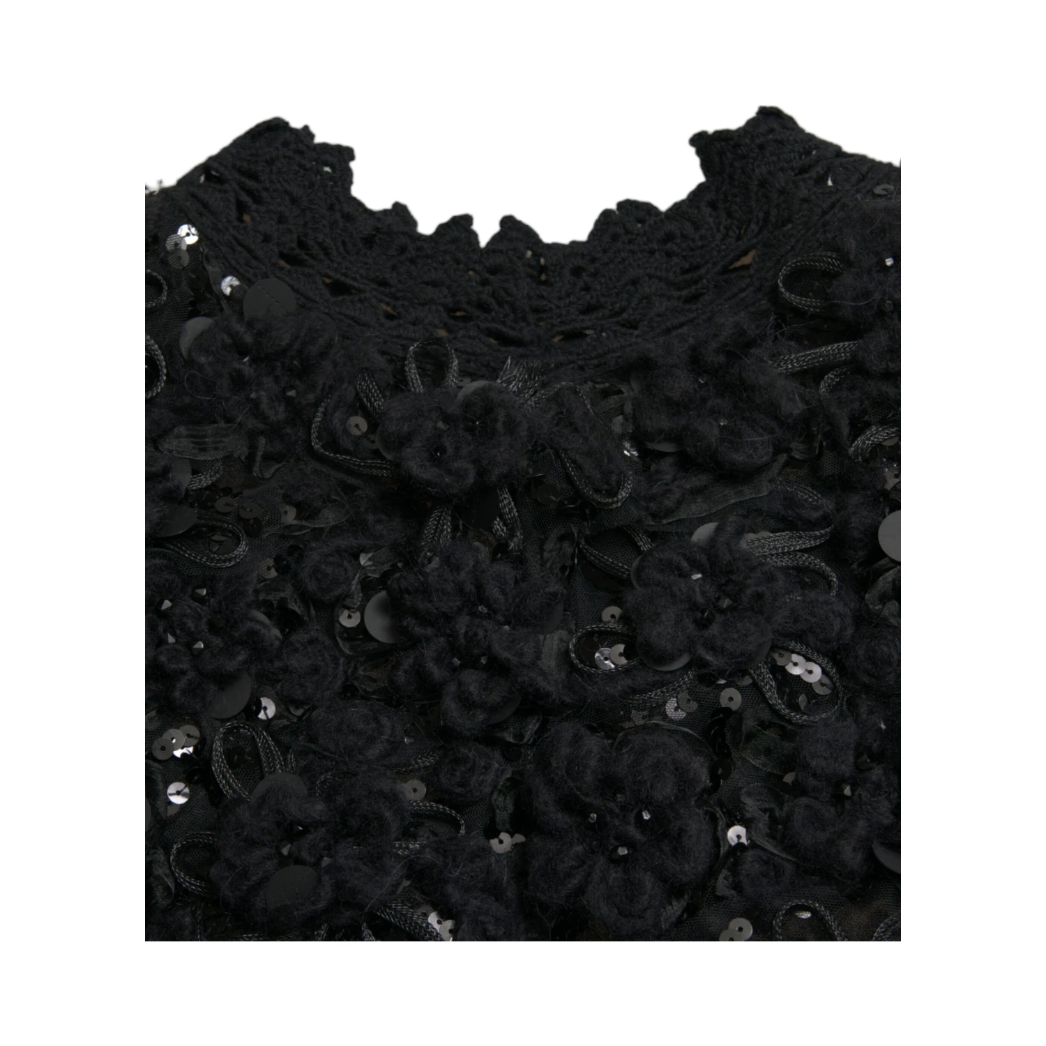 Black Sequined Embellished Pullover Sweater